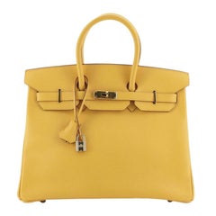 Hermes Birkin Handbag Jaune Courchevel with Gold Hardware 35