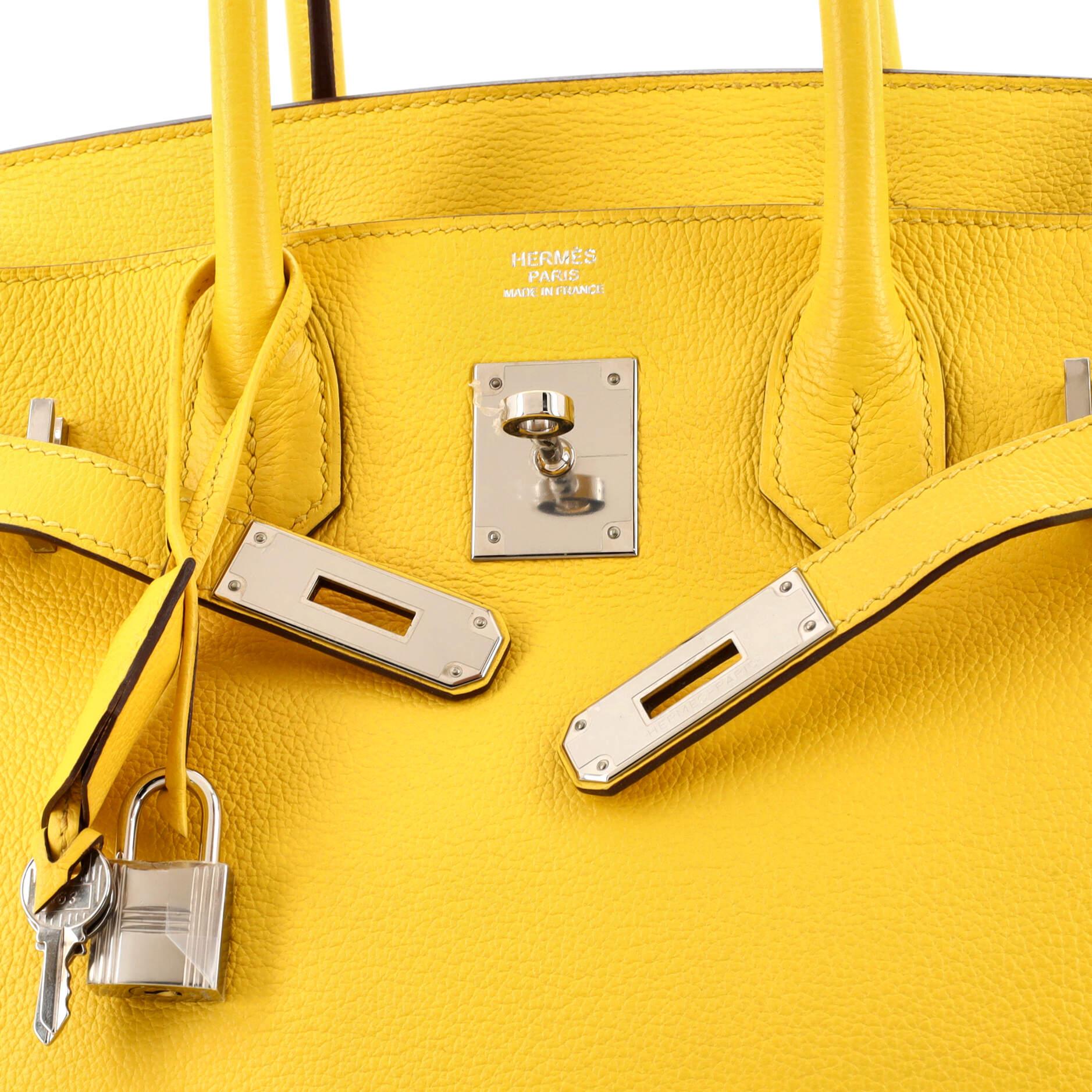 Hermes Birkin Handbag Jaune De Naples Novillo with Palladium Hardware 30 For Sale 3