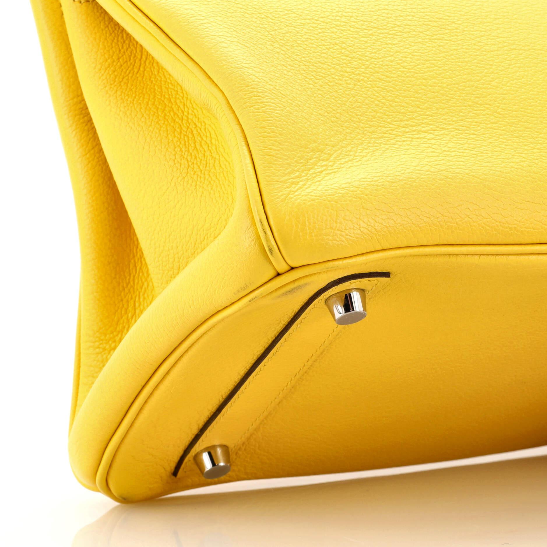 Hermes Birkin Handbag Jaune De Naples Novillo with Palladium Hardware 30 For Sale 4