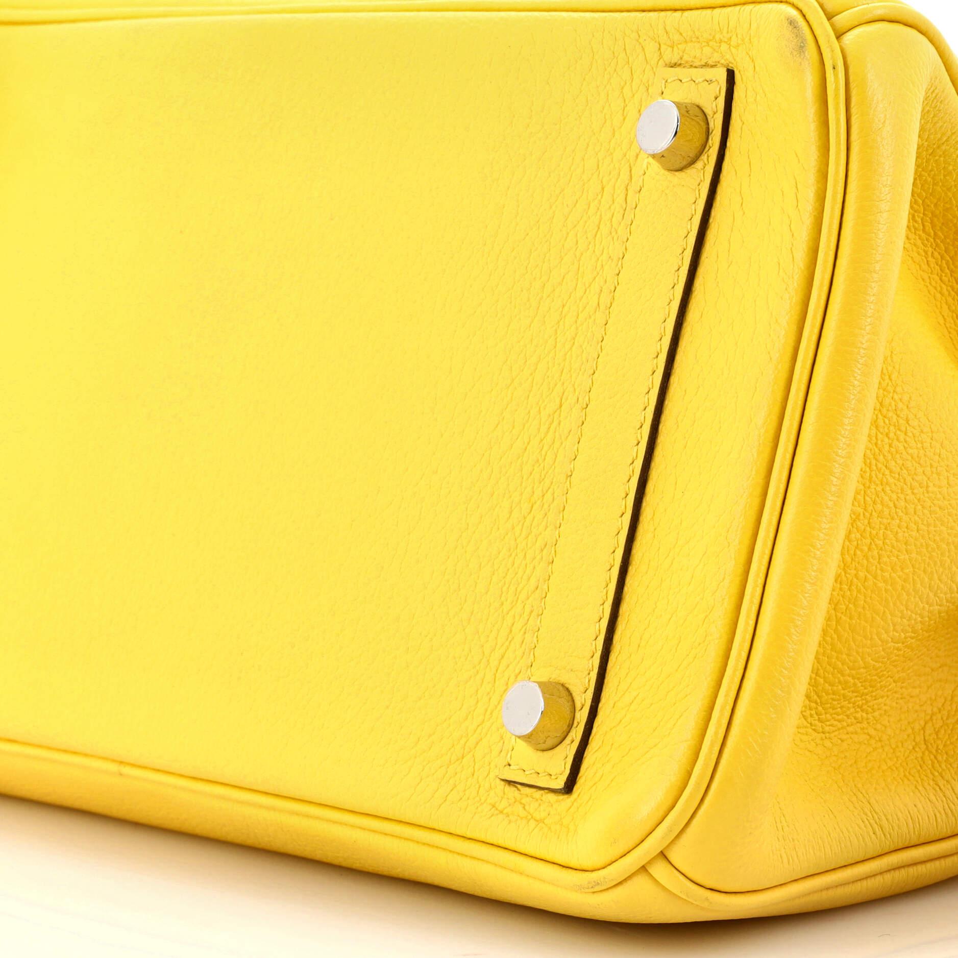 Hermes Birkin Handbag Jaune De Naples Novillo with Palladium Hardware 30 For Sale 5
