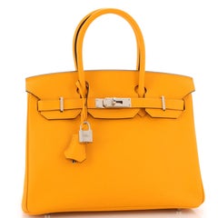 Hermes Birkin Handbag Jaune D'Or Epsom with Palladium Hardware 30
