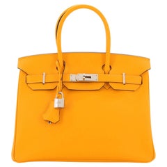 Hermès Sac à main Birkin jaune d'or en cuir Epsom avec finitions métalliques en palladium 30