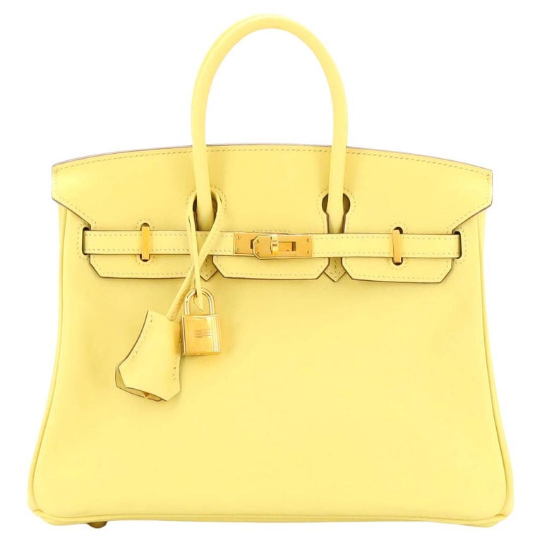 Hermes Birkin bag 25 Jaune poussin Togo leather Gold hardware