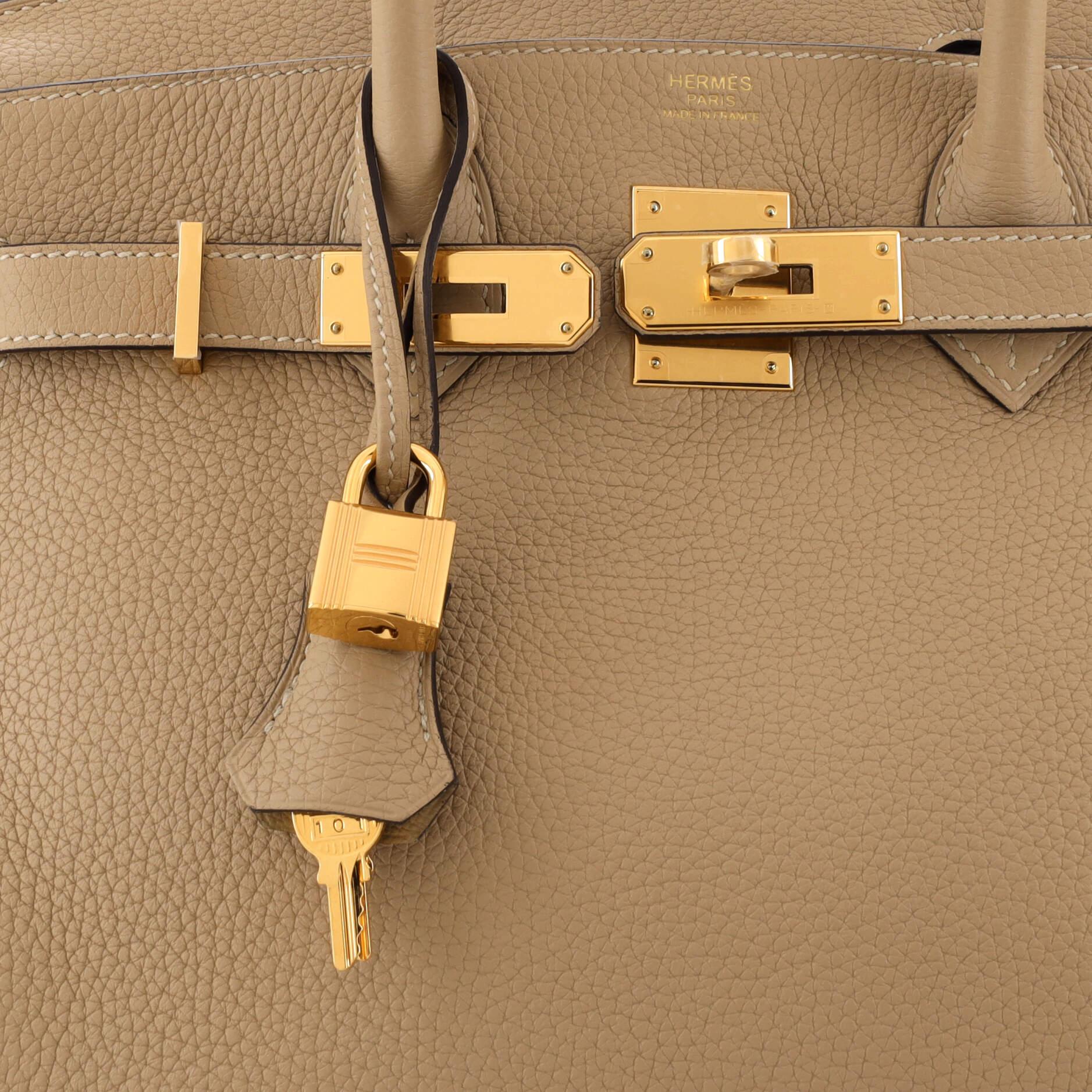 Hermes Birkin Handbag Light Clemence with Gold Hardware 30 3