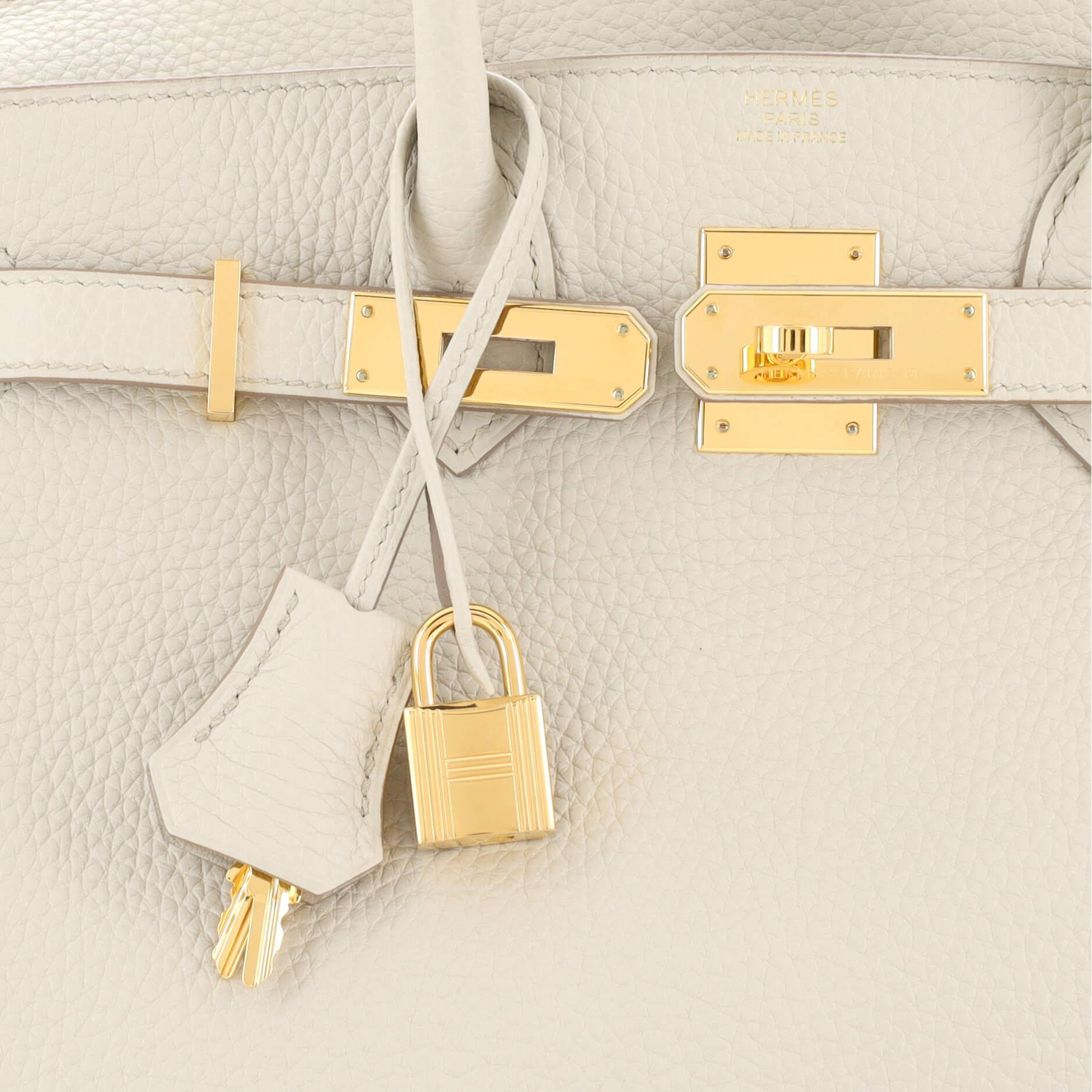 Hermes Birkin Handbag Light Clemence with Gold Hardware 30 4