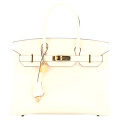 Hermes Birkin Handbag Light Epsom with Gold Hardware 30