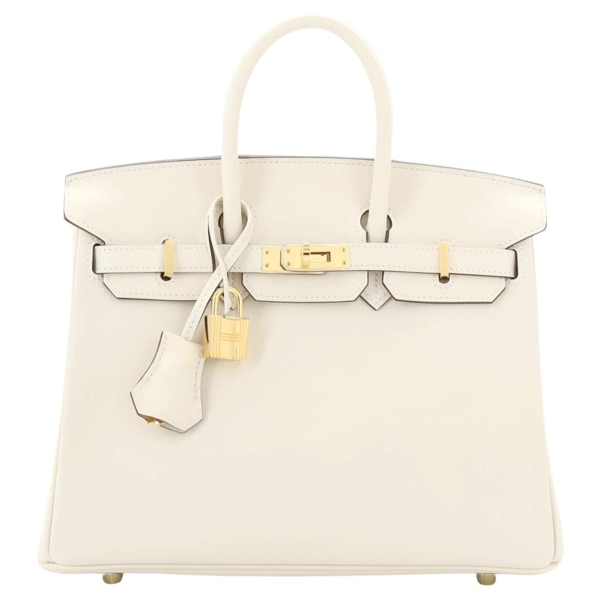 Hermes Birkin Handbag Light Swift with Gold Hardware 25 For Sale