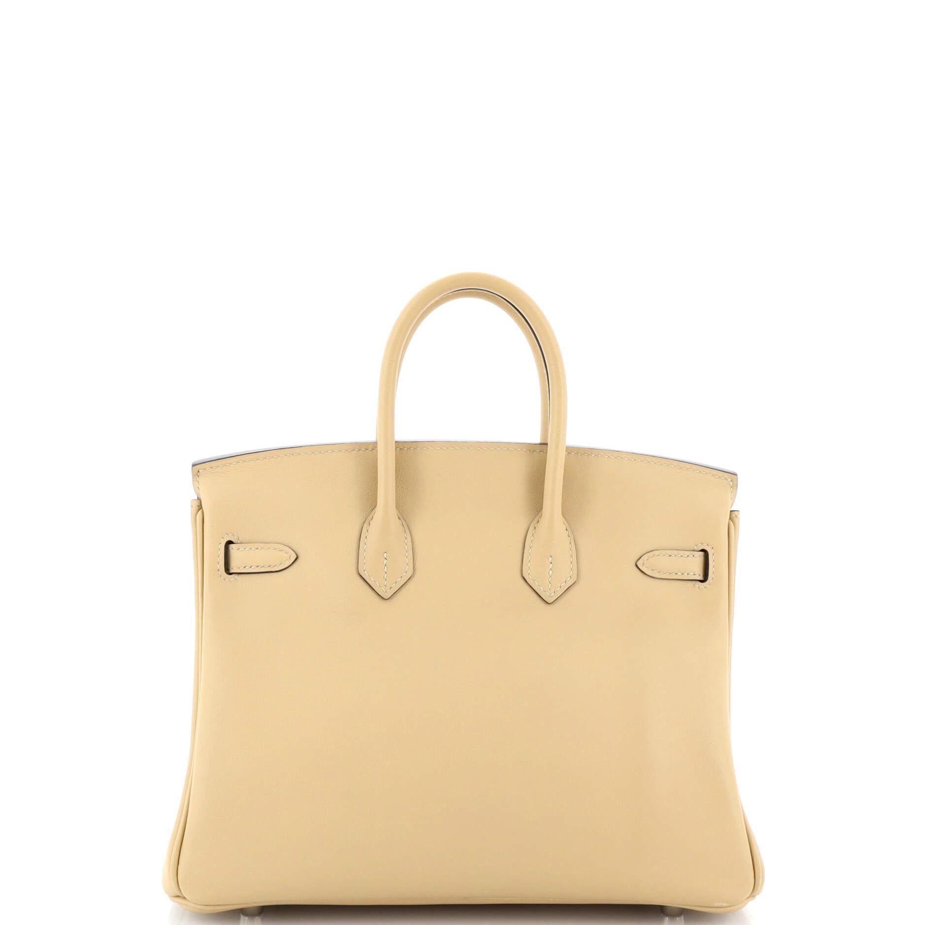 Women's Hermes Birkin Handbag Light Swift with Palladium Hardware 25 For Sale