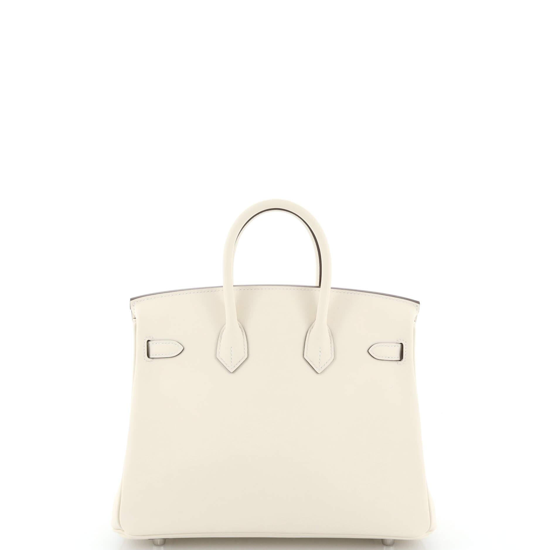 Hermes Birkin Handbag Light Swift with Palladium Hardware 25 In Good Condition In NY, NY