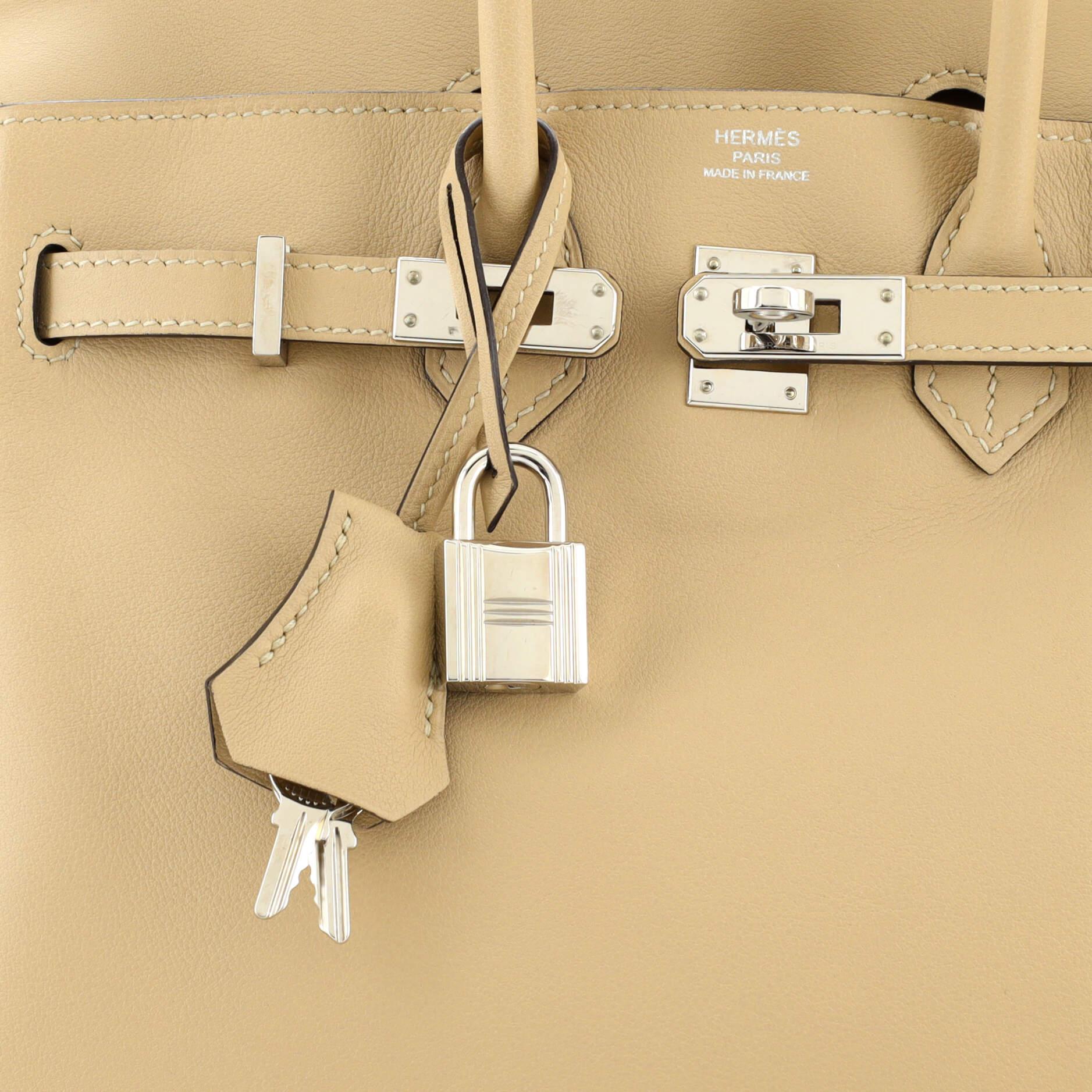 Hermes Birkin Handbag Light Swift with Palladium Hardware 25 For Sale 3
