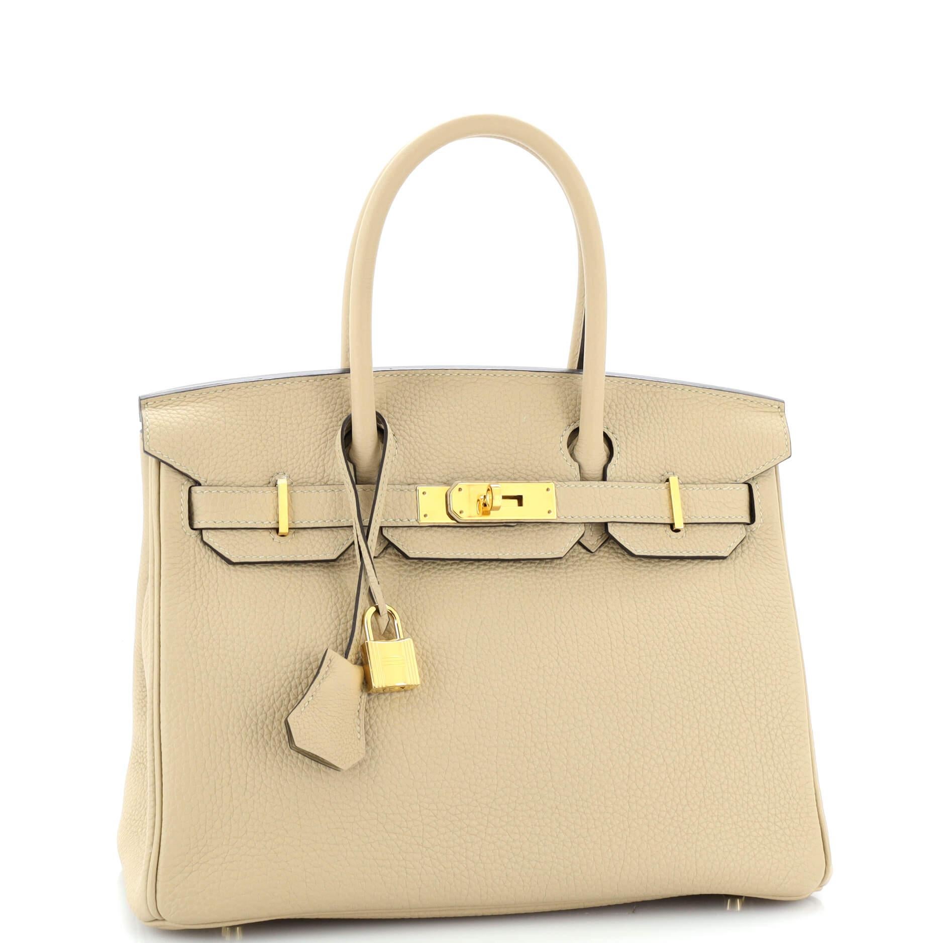 Hermes Birkin Handbag Light Togo with Gold Hardware 30 In Good Condition In NY, NY