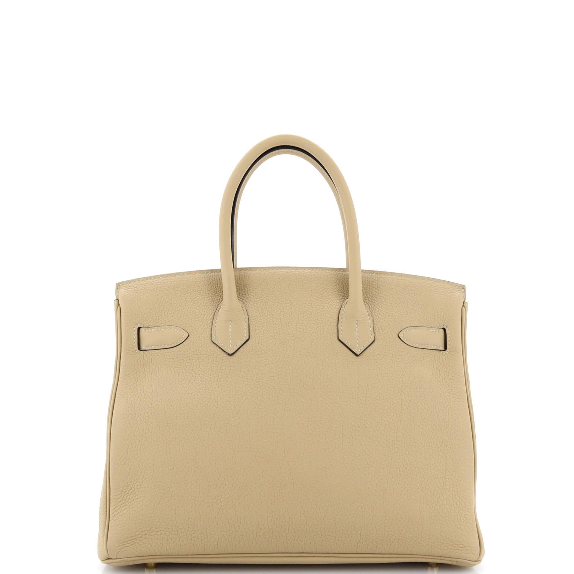 Women's or Men's Hermes Birkin Handbag Light Togo with Gold Hardware 30