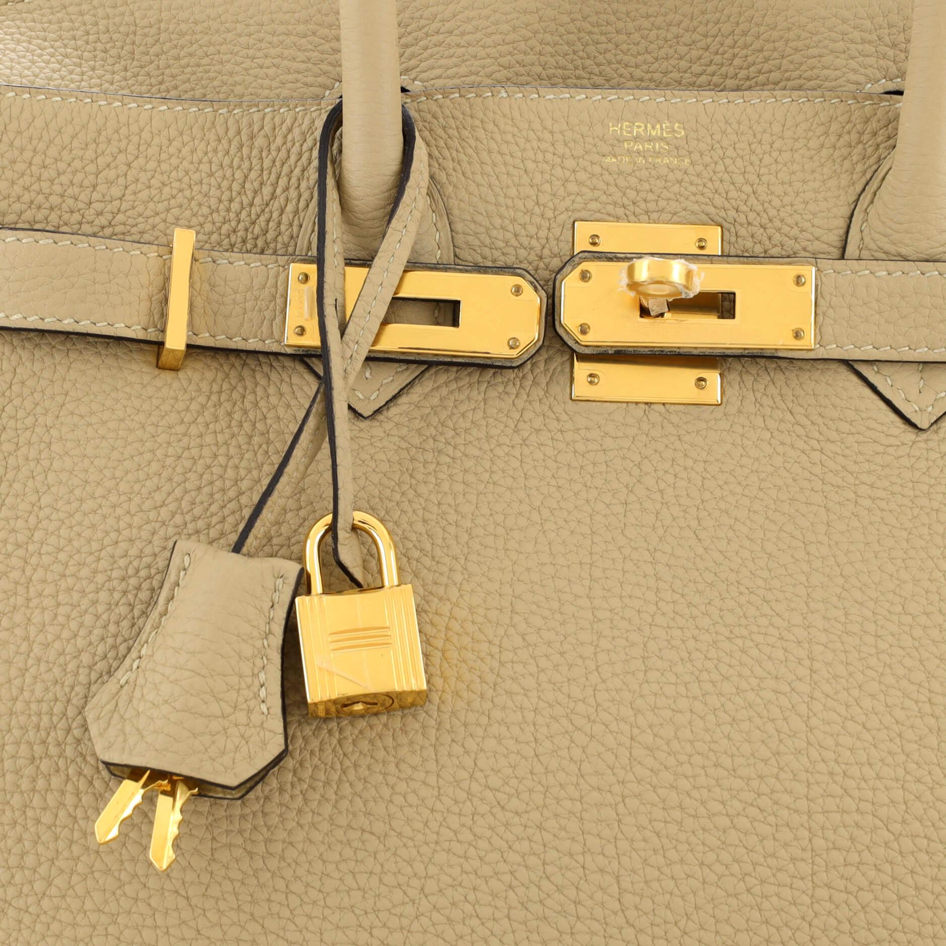 Hermes Birkin Handbag Light Togo with Gold Hardware 30 For Sale 2