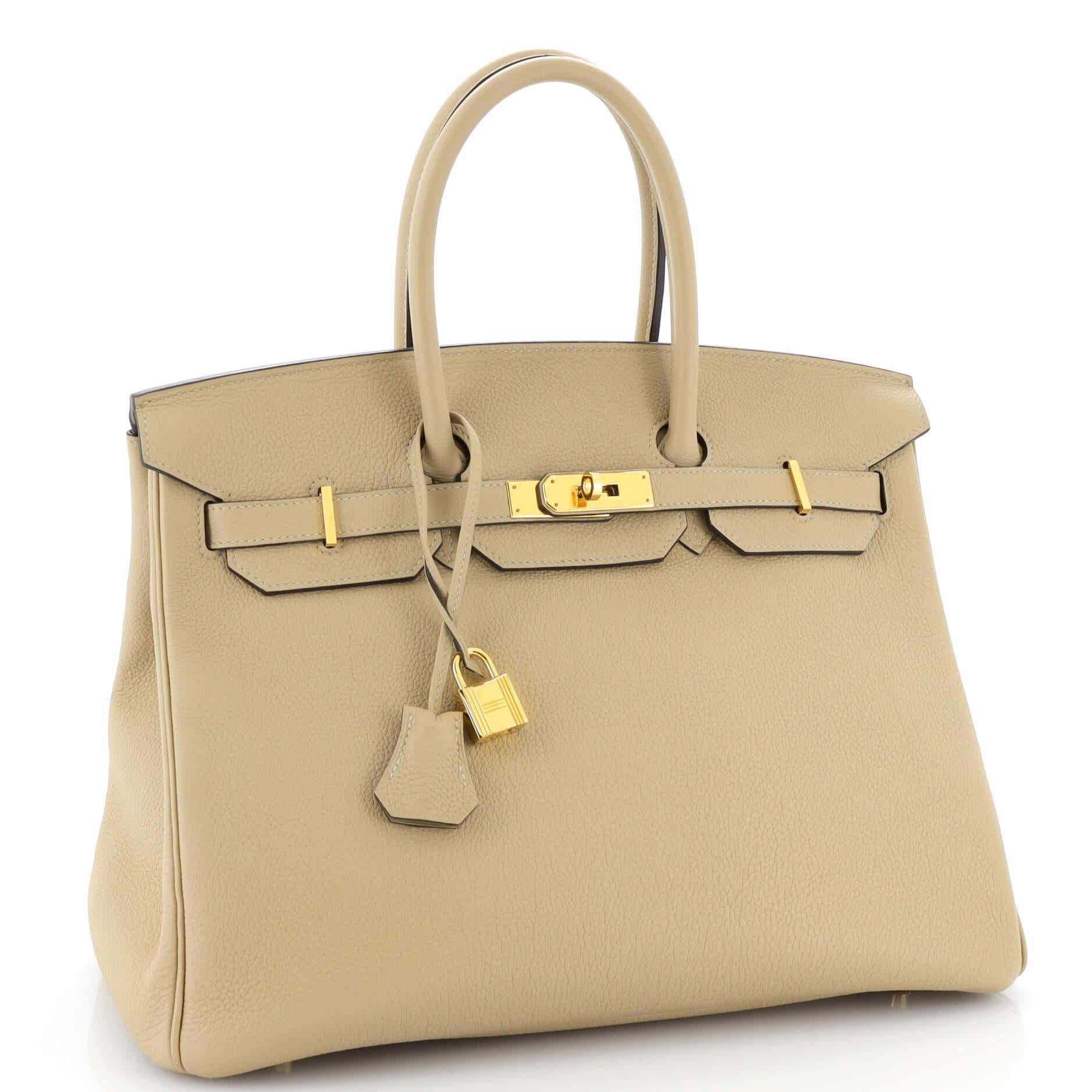 Hermes Birkin Handbag Light Togo with Gold Hardware 35 In Good Condition In NY, NY