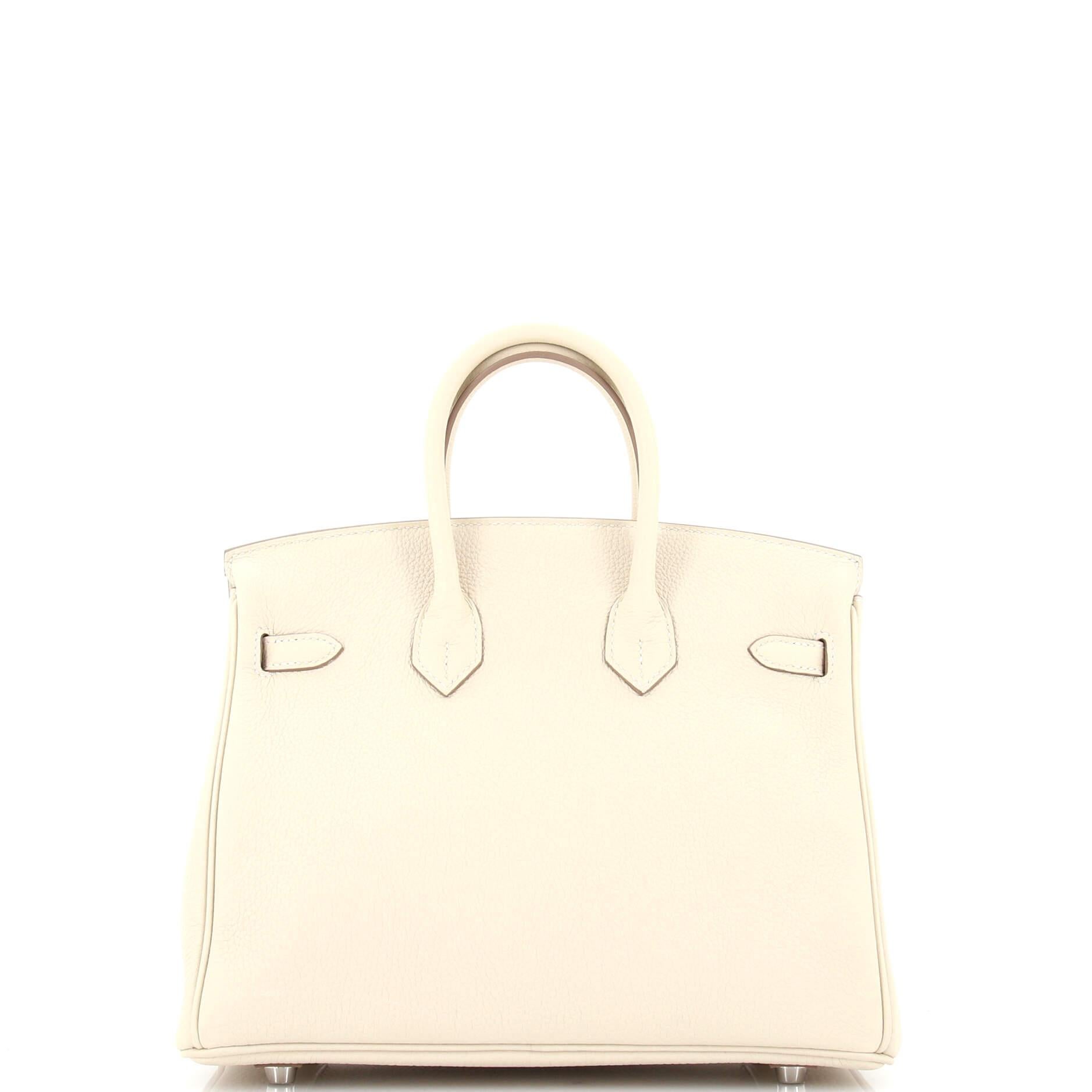 Women's or Men's Hermes Birkin Handbag Light Togo with Palladium Hardware 25