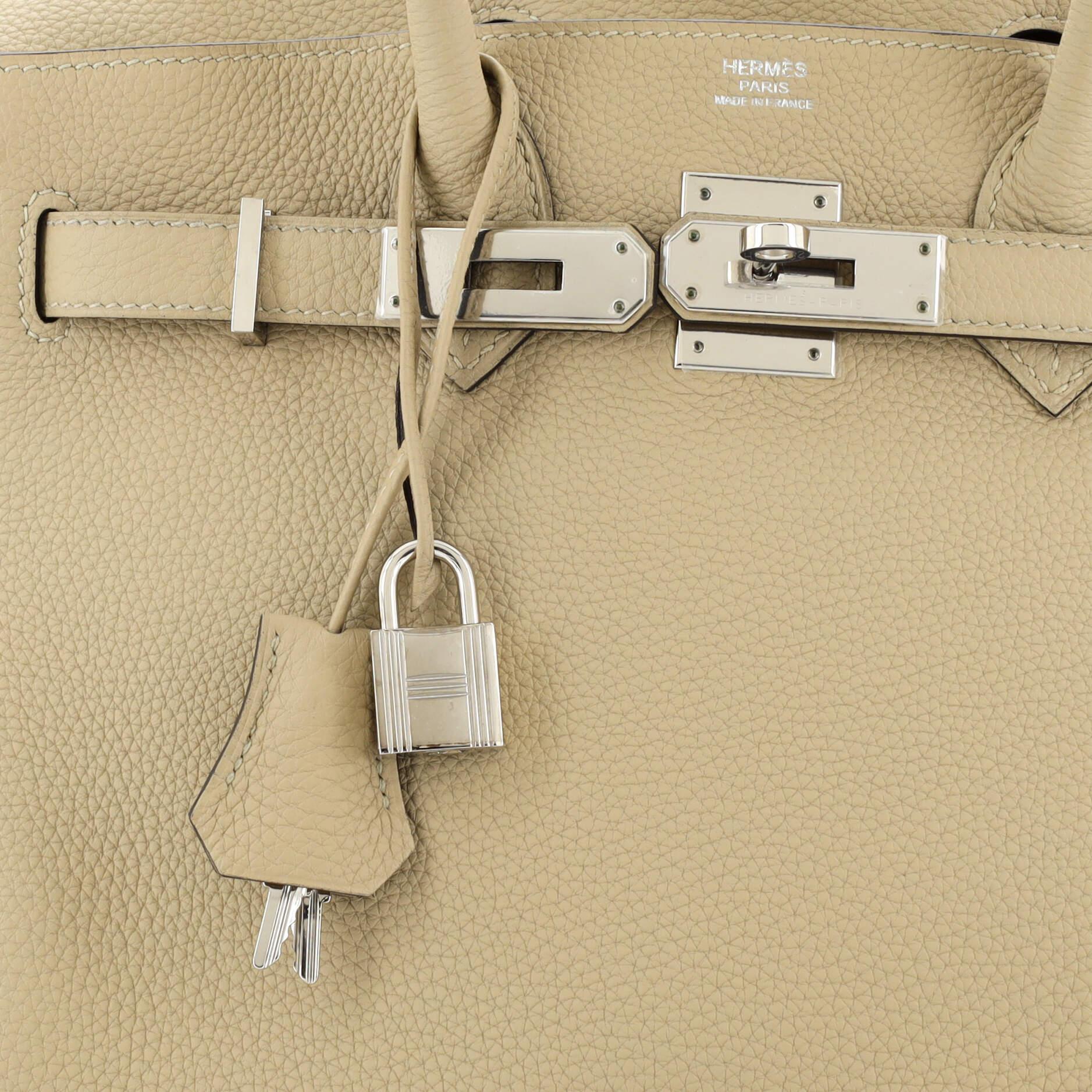 Hermes Birkin Handbag Light Togo with Palladium Hardware 30 For Sale 2