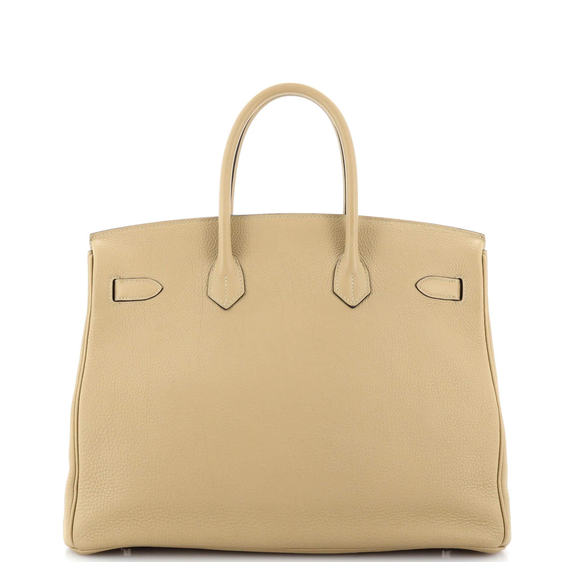 Women's or Men's Hermes Birkin Handbag Light Togo with Palladium Hardware 35 For Sale