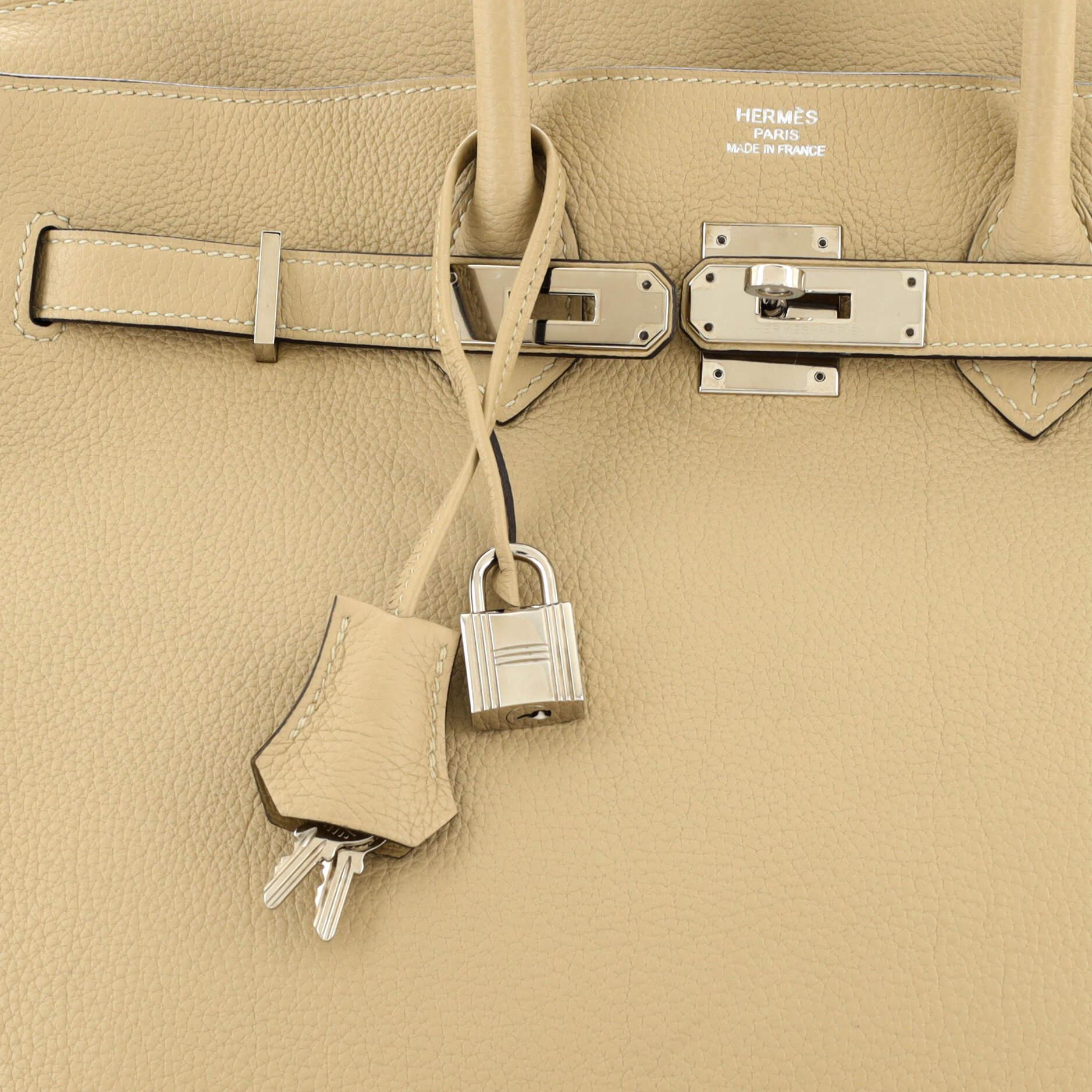 Hermes Birkin Handbag Light Togo with Palladium Hardware 35 For Sale 3
