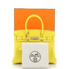 Hermes Birkin Handbag Lime Clemence with Palladium Hardware 30