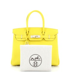 Hermes Birkin Handbag Lime Epsom with Palladium Hardware 30