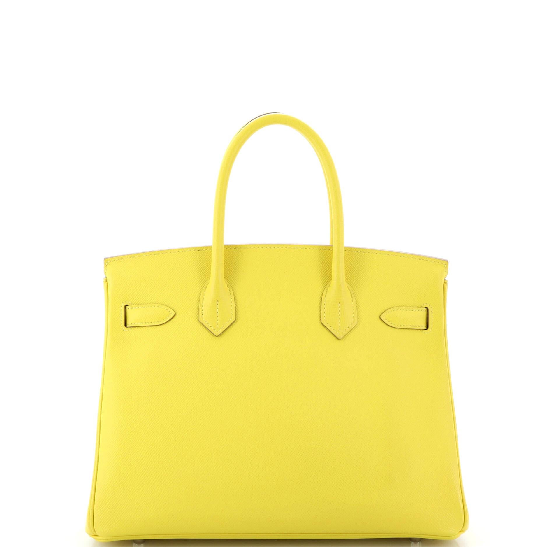 Women's Hermes Birkin Handbag Lime Epsom with Palladium Hardware 30 For Sale