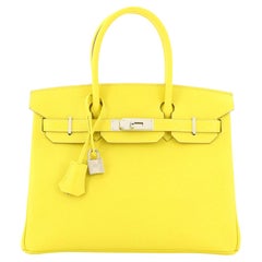 Hermès - Sac à main Birkin Lime Epsom avec finitions métalliques en palladium 30