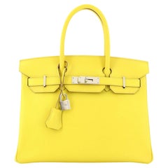 Hermès - Sac à main Birkin Lime Epsom avec finitions métalliques en palladium 30