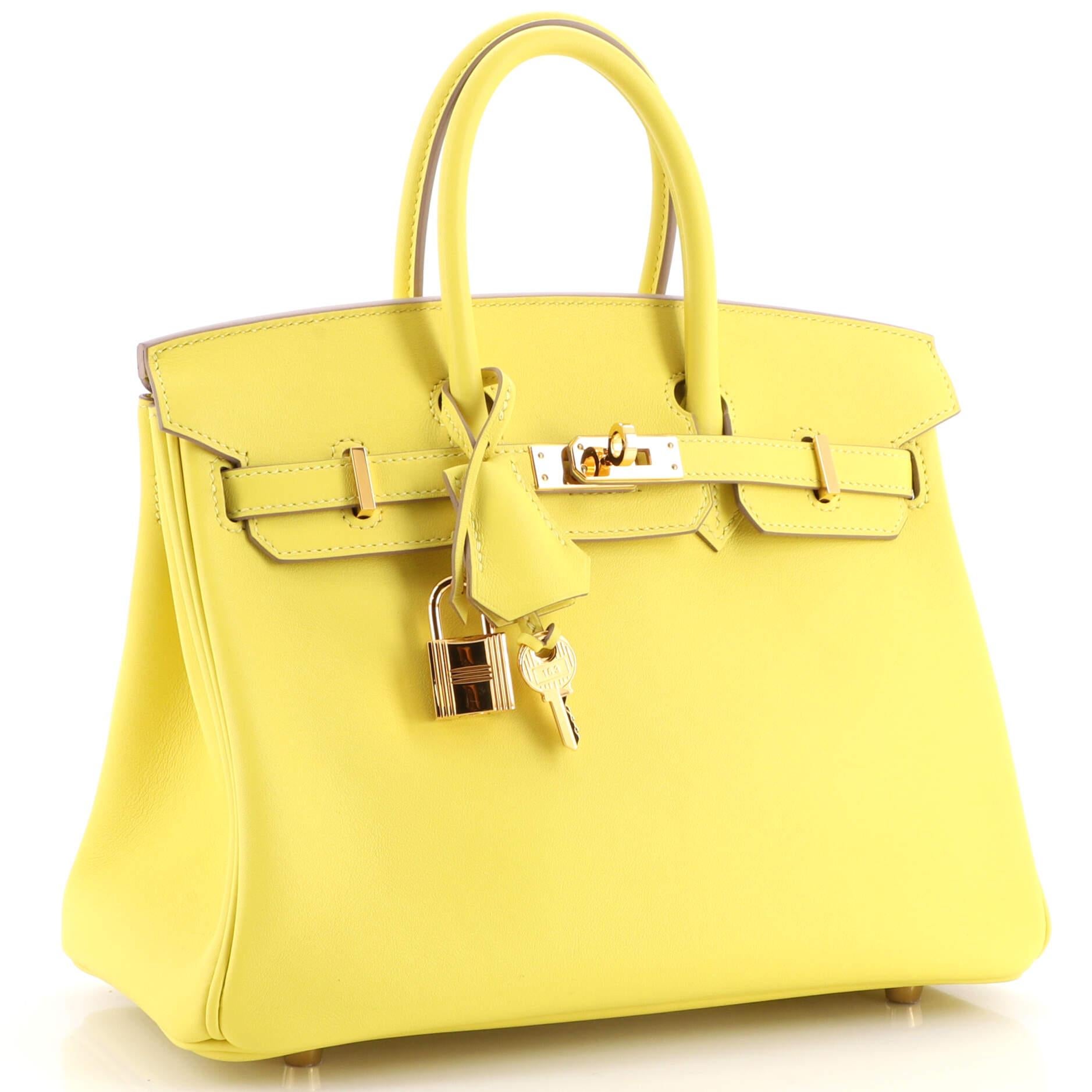 Hermes Birkin Handbag Lime Swift with Gold Hardware 25 In Good Condition In NY, NY