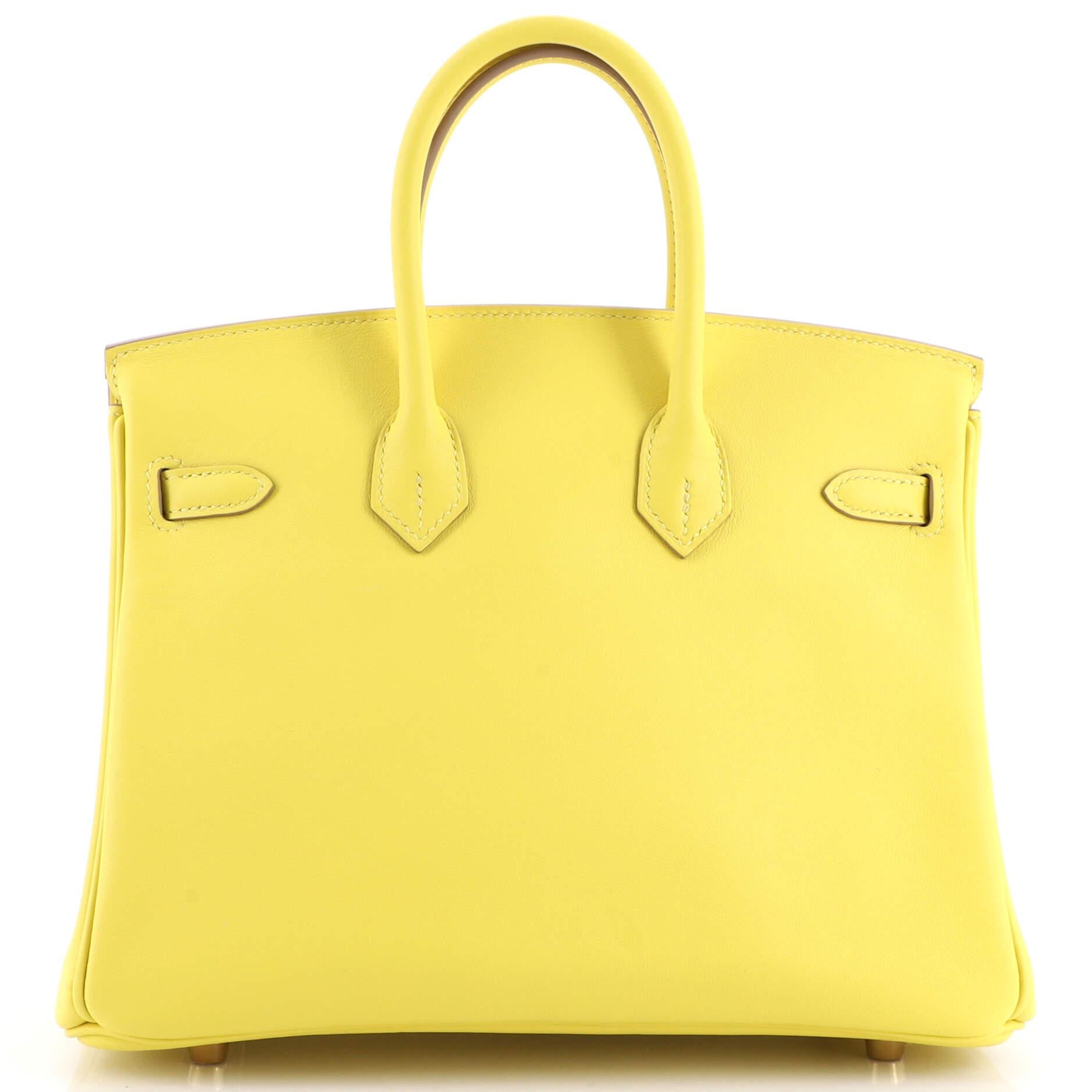 Women's or Men's Hermes Birkin Handbag Lime Swift with Gold Hardware 25