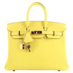 Hermes Birkin Handbag Lime Swift with Gold Hardware 25