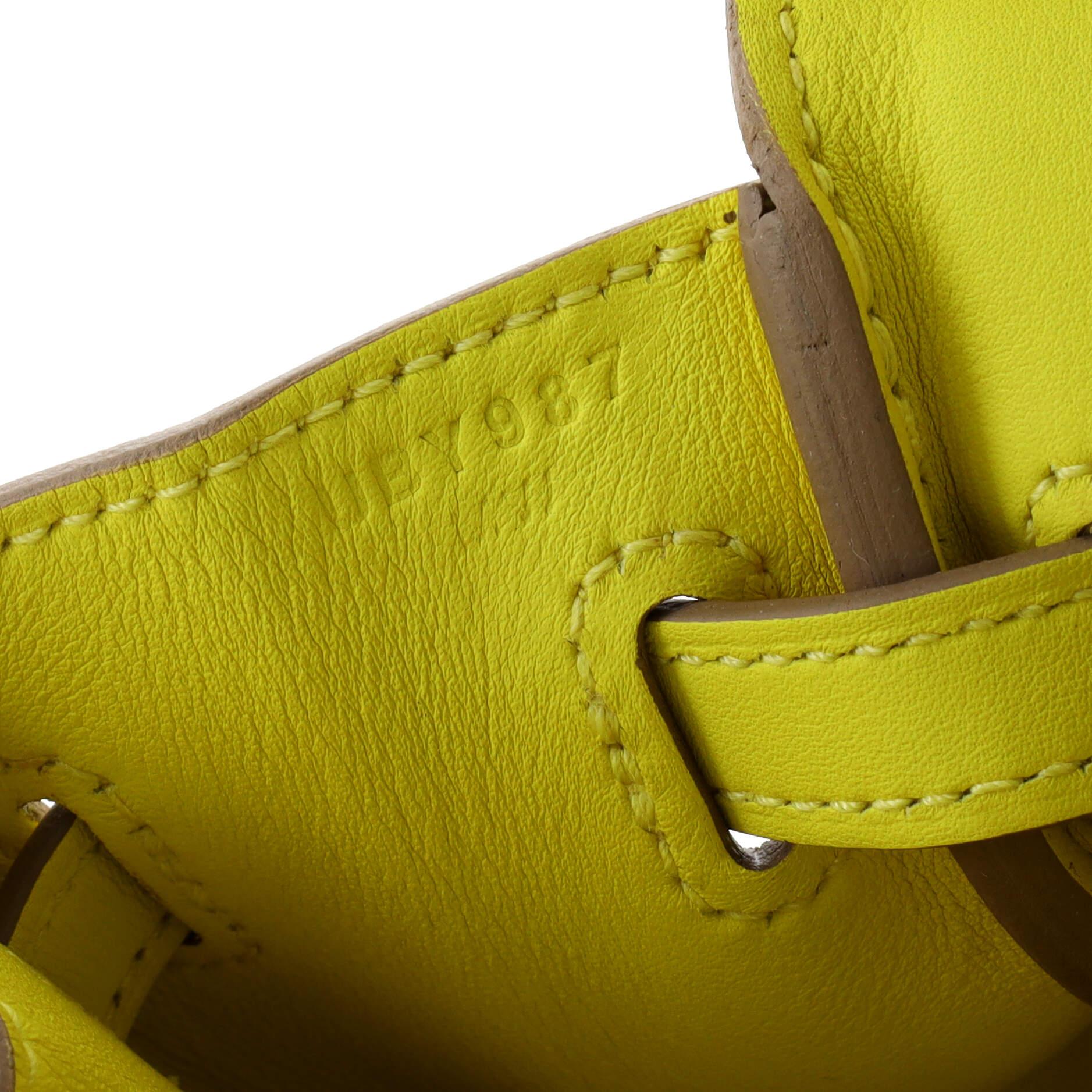 Hermes Birkin Handbag Lime Swift with Palladium Hardware 25 6