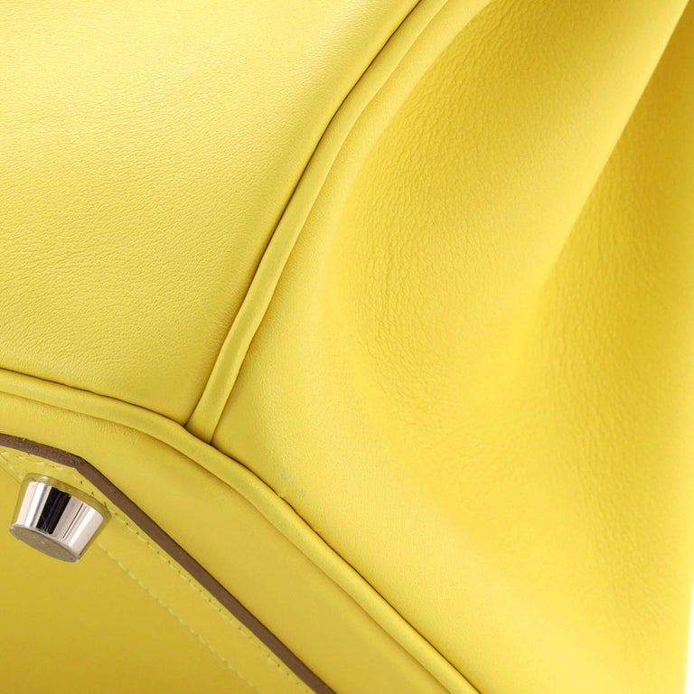 Hermes Birkin Handbag Lime Swift with Palladium Hardware 25 Yellow