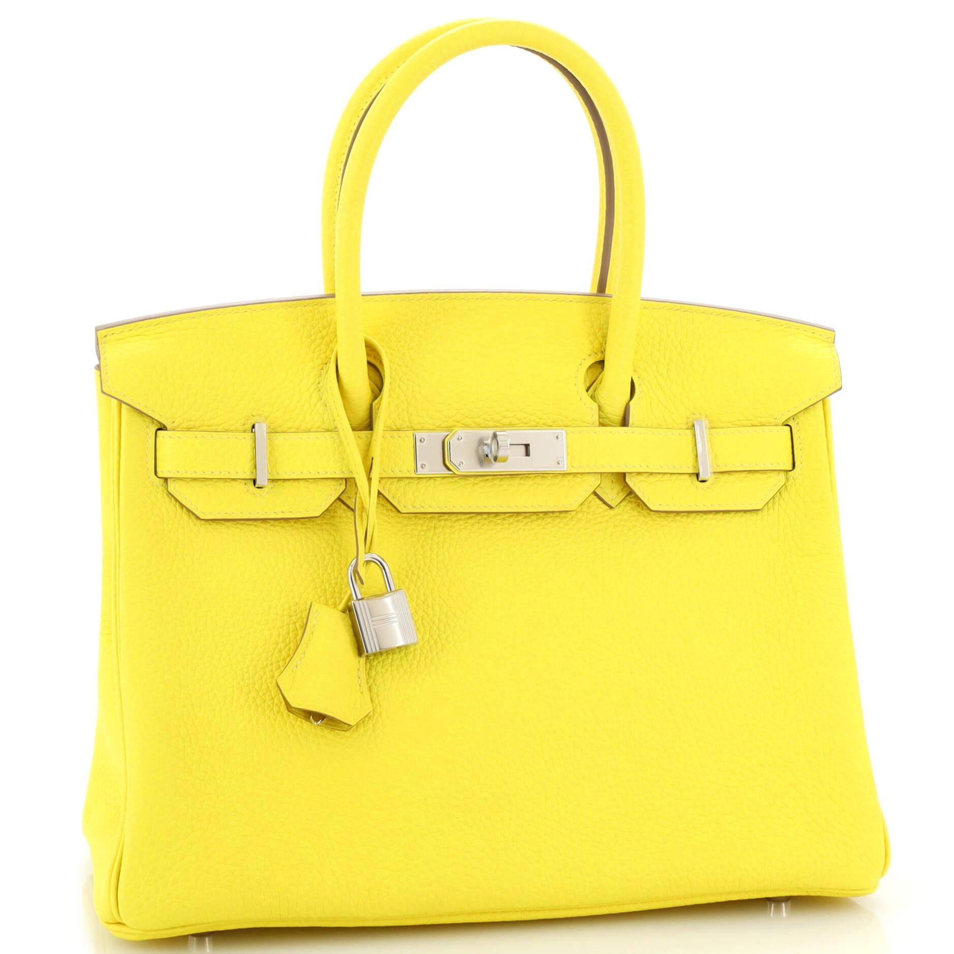 Hermes Birkin Handbag Lime Togo with Palladium Hardware 30 In Good Condition In NY, NY