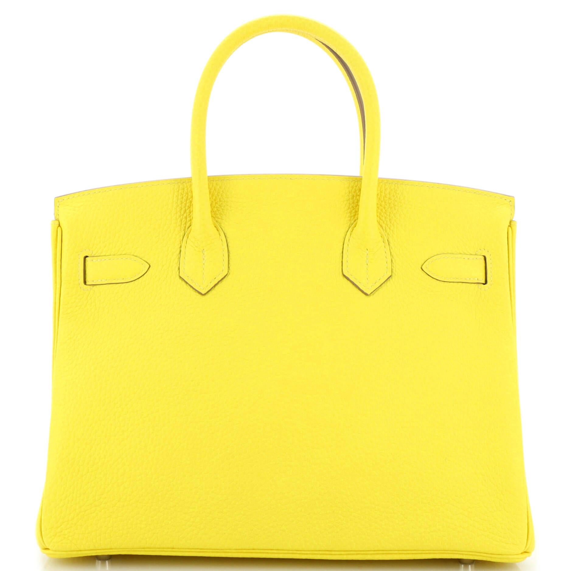 Women's Hermes Birkin Handbag Lime Togo with Palladium Hardware 30