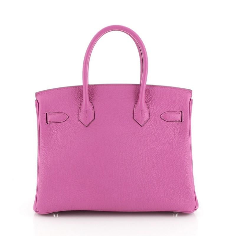 Hermes Birkin Handbag Magnolia Clemence with Palladium Hardware 30 In Good Condition In NY, NY