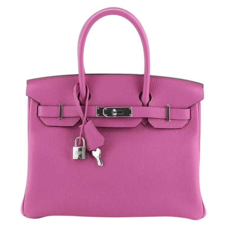 Hermes Birkin Handbag Magnolia Clemence with Palladium Hardware 30