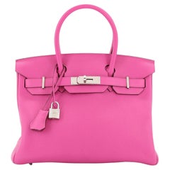 Hermes Birkin Handbag Magnolia Clemence with Palladium Hardware 30
