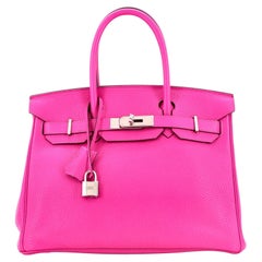 Hermes Birkin Handbag Magnolia Clemence with Palladium Hardware 30