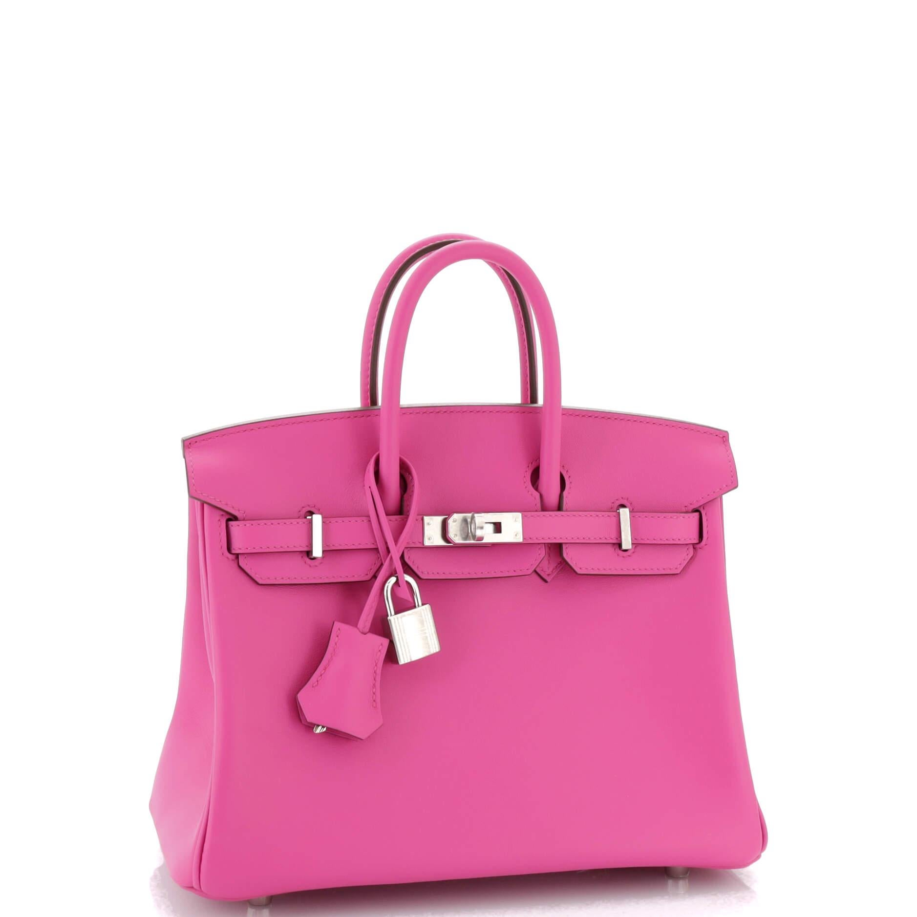 Hermes Birkin Handbag Magnolia Swift with Palladium Hardware 25 In Good Condition In NY, NY