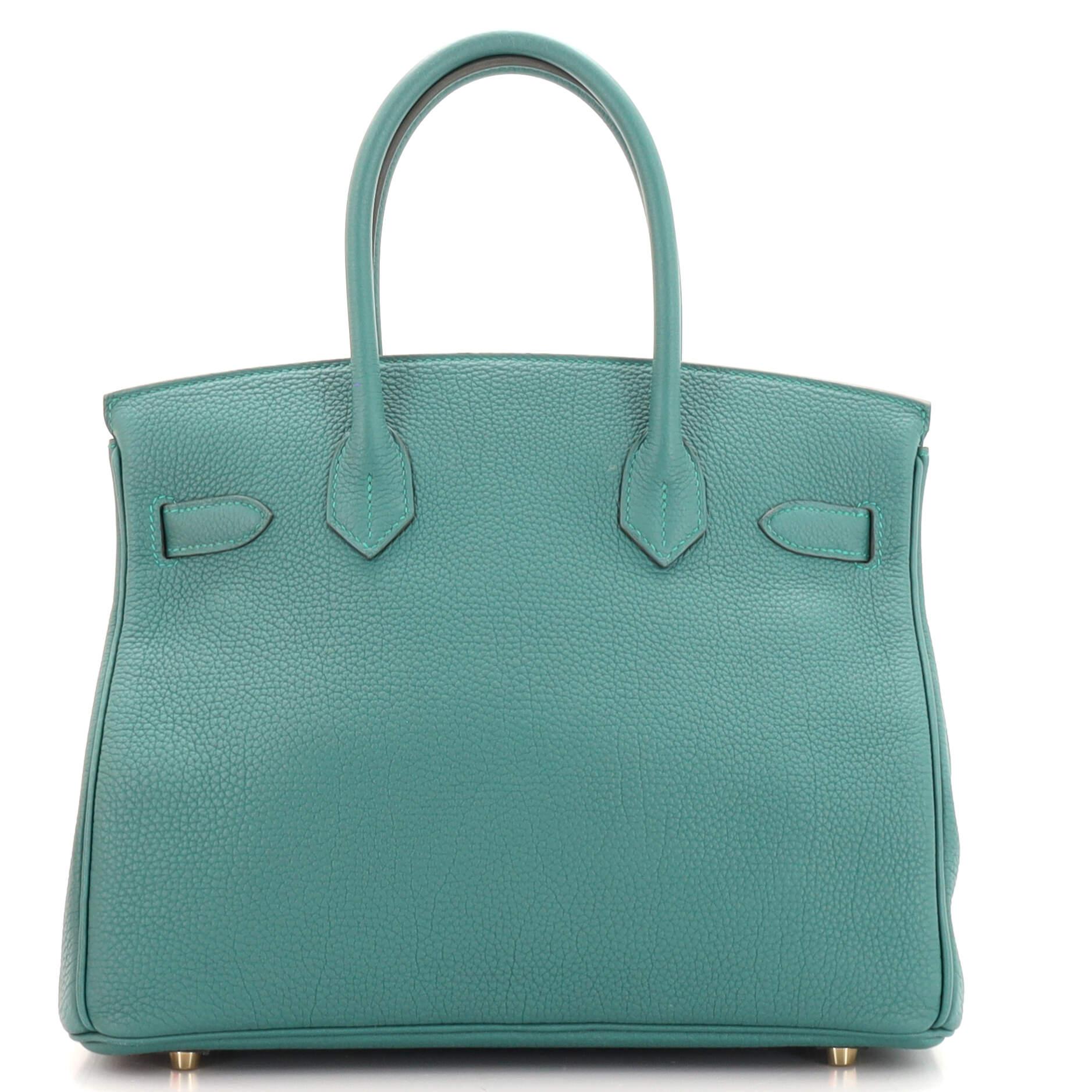 Women's or Men's Hermes Birkin Handbag Malachite Togo with Gold Hardware 30 For Sale