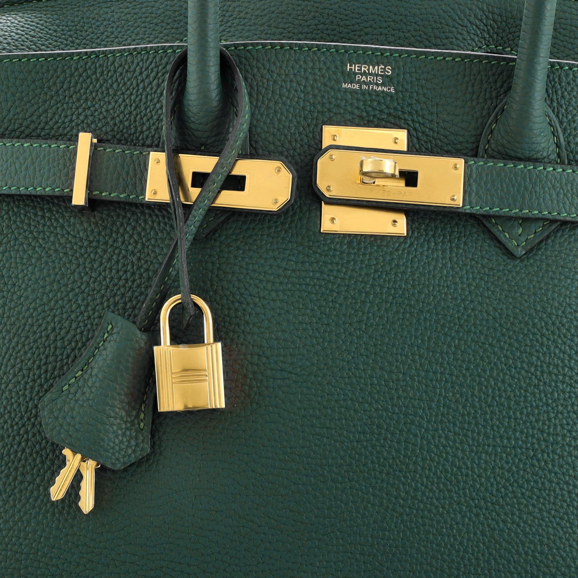 Hermes Birkin Handbag Malachite Togo with Gold Hardware 30 2