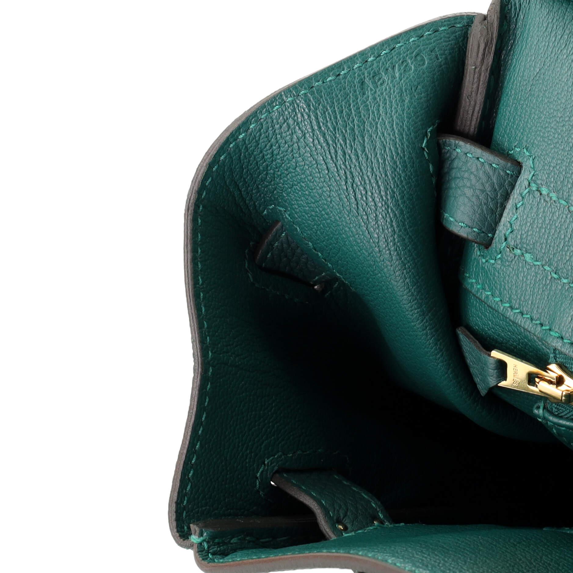 Hermes Birkin Handbag Malachite Togo with Gold Hardware 30 For Sale 5