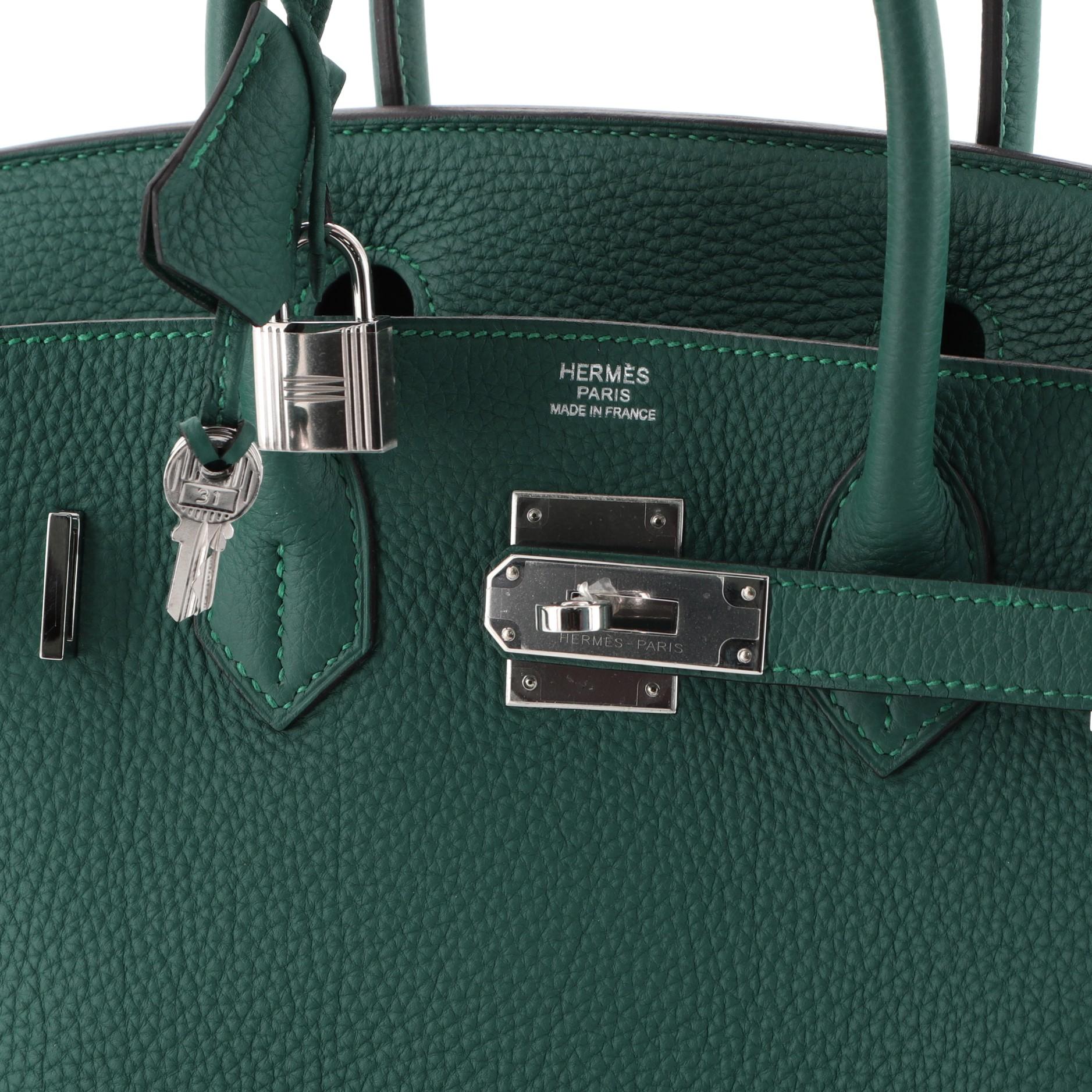 Hermes Birkin Handbag Malachite Togo with Palladium Hardware 30 1