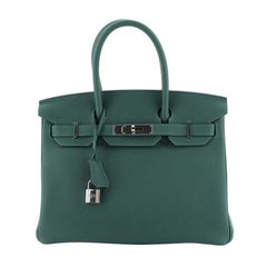 Hermes Birkin Handbag Malachite Togo With Palladium Hardware 30