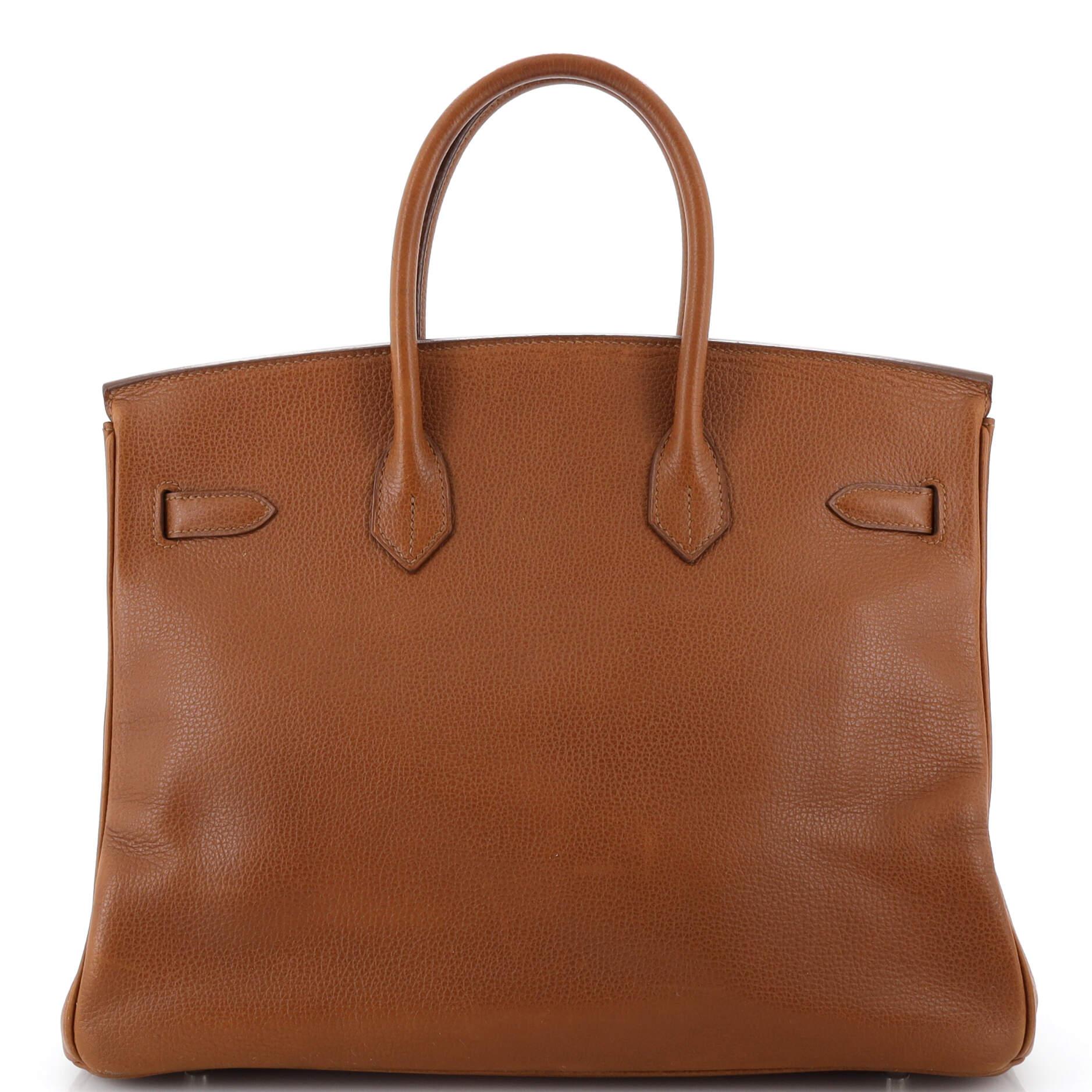 Hermes Birkin Handbag Marron D’Inde Vache Liegee with Palladium Hardware 35 In Fair Condition In NY, NY