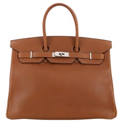 Bolso Hermes Birkin Marron D'Inde Vache Liegee con Herrajes Palladium 35