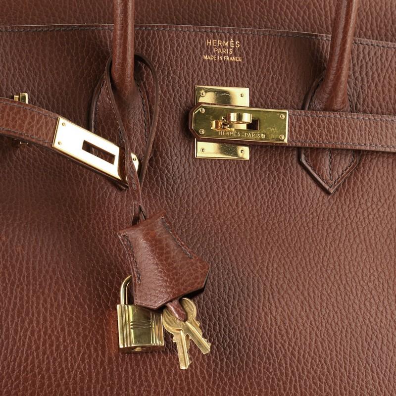 Women's or Men's Hermes Birkin Handbag Marron Fonce Ardennes with Gold Hardware 35