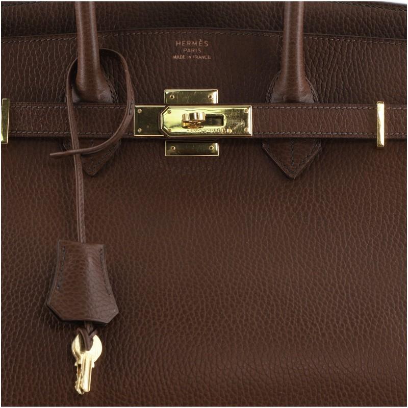 Hermes Birkin Handbag Marron Foncé Ardennes with Gold Hardware 35 1