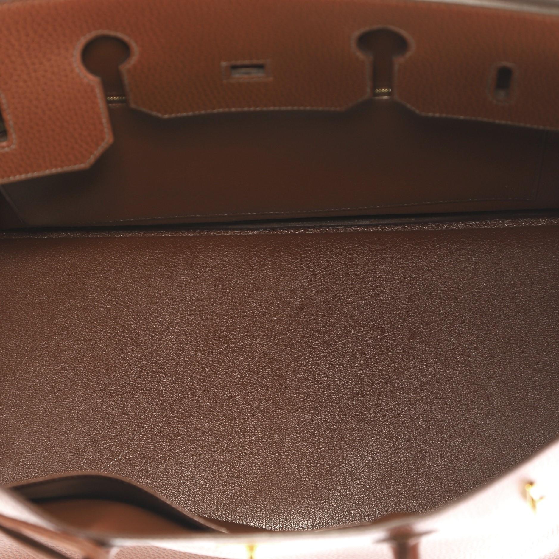 Brown Hermes Birkin Handbag Marron Fonce Ardennes with Gold Hardware 40