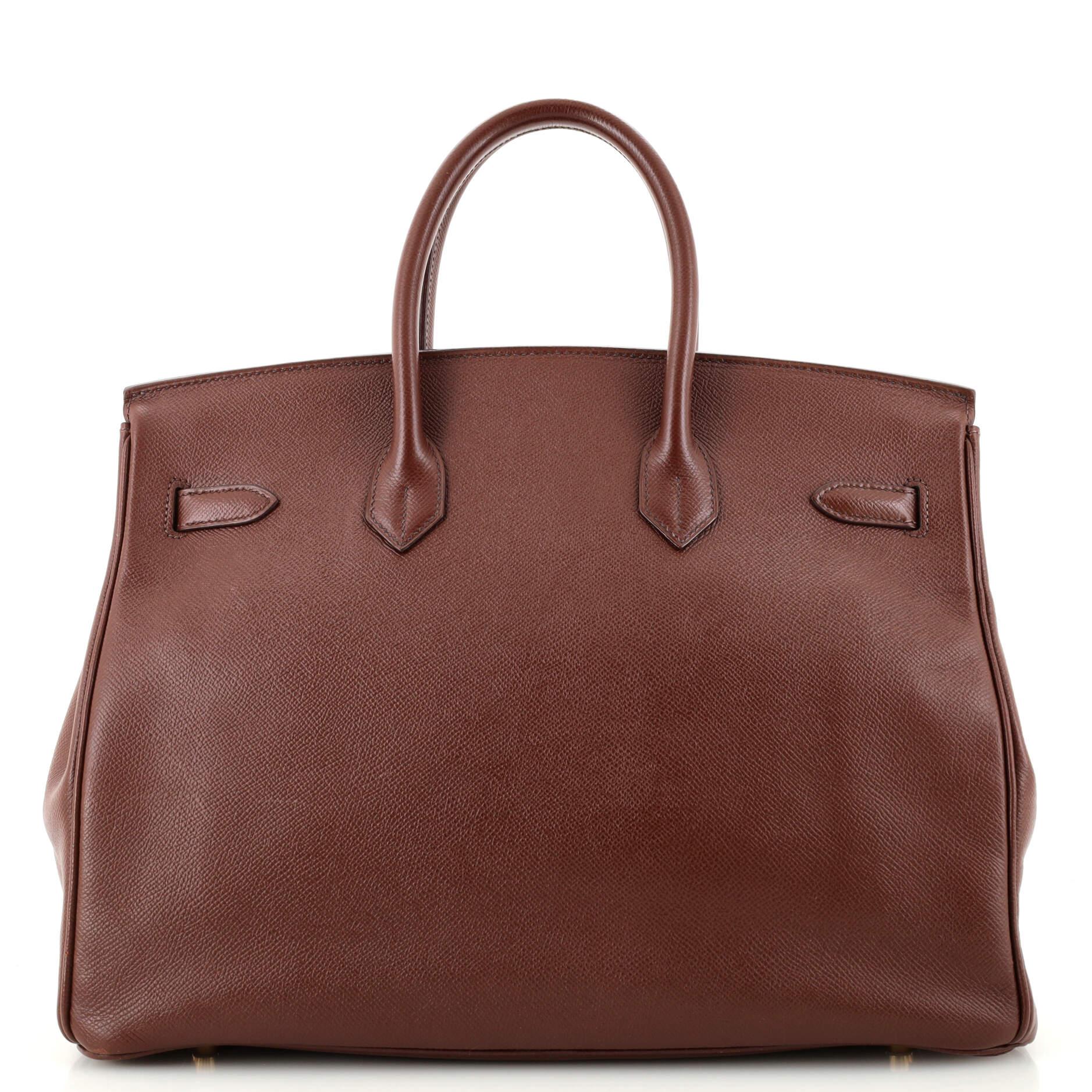 Women's or Men's Hermes Birkin Handbag Marron Foncé Courchevel with Gold Hardware 35